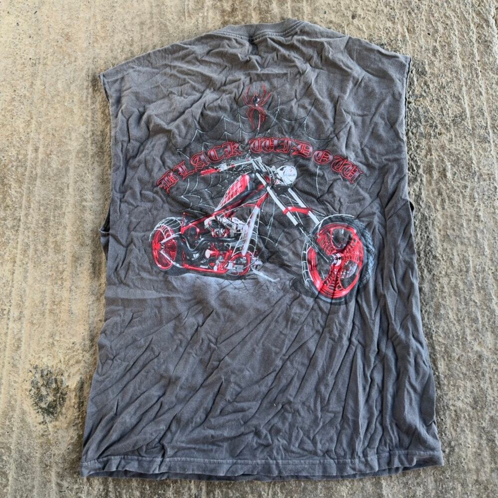 VINTAGE Y2K AMERICAN CHOPPERS CUT OFF T-SHIRT MOTORCYLCE GRUNGE SKULL MENS LARGE